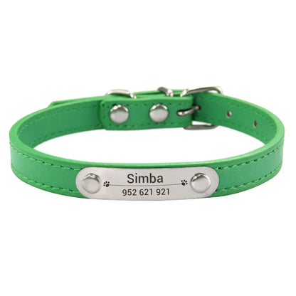 Personalized Dog Collar with Engraved ID Tag – PU Leather, Anti-Lost