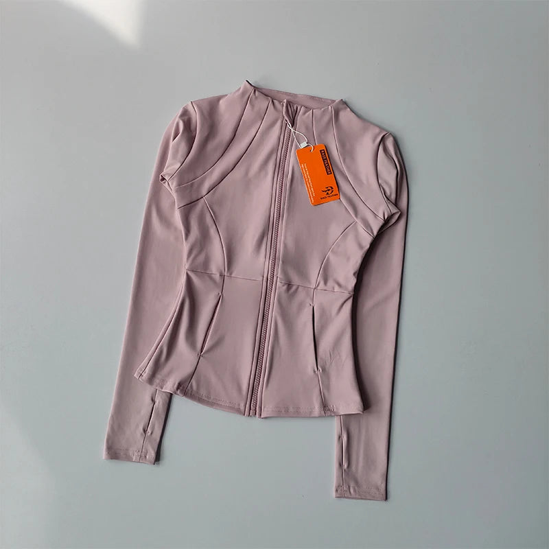 Women's Zip-Up Athletic Jacket – Slim Fit Long Sleeve Sports Coat