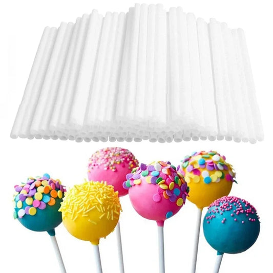 Lollipop Sticks White Acrylic – 50 or 100 Pack, 3.9in & 5.9in