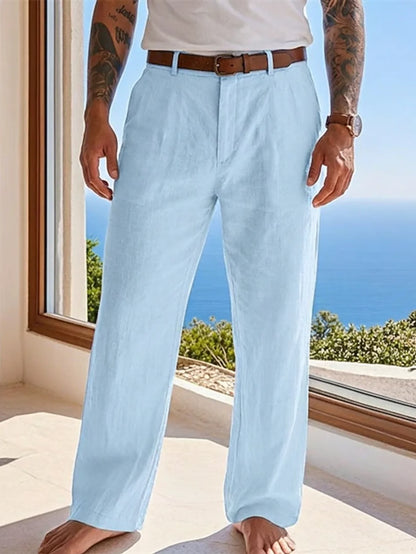 Men's Cotton Linen Pants – Loose Fit Casual Drawstring Jogger