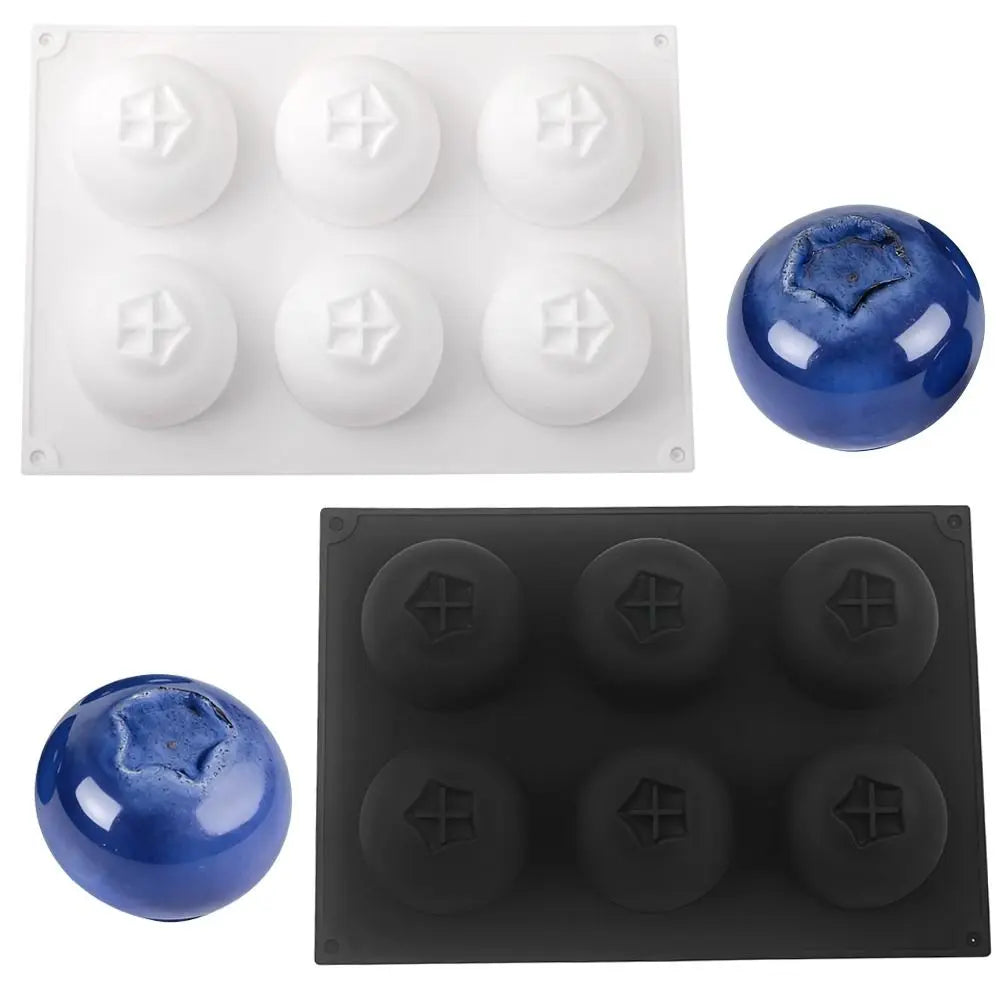6-Cavity Blueberry Silicone Cake Mold – Food Grade Mousse Dessert Mold