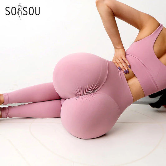 Nylon High-Waist Yoga Leggings – Push Up, Hip Lift, Gym Tights