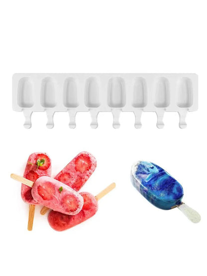 Popsicle Mold Silicone Ice Cream Maker with Wooden Sticks – DIY Lolly & Cake Tool