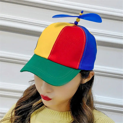 Propeller Baseball Cap – Funny Rainbow Snapback Hat with Spinning Dragonfly