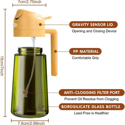 Oil Dispenser Bottle 470ml - Dark Glass Gravity Sensor Lid