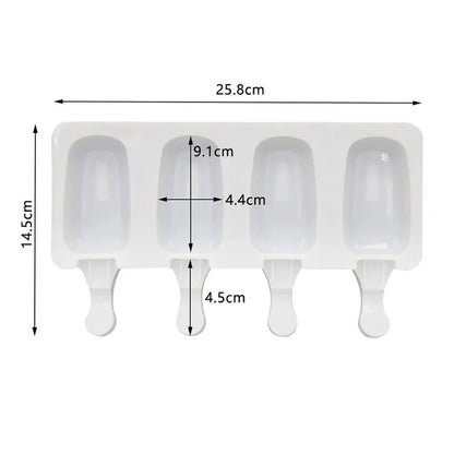 Popsicle Mold Silicone Ice Cream Maker with Wooden Sticks – DIY Lolly & Cake Tool