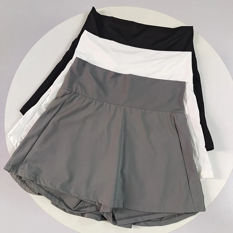 Ice Silk Skort for Women – High Waist Quick-Dry Athletic Skirt
