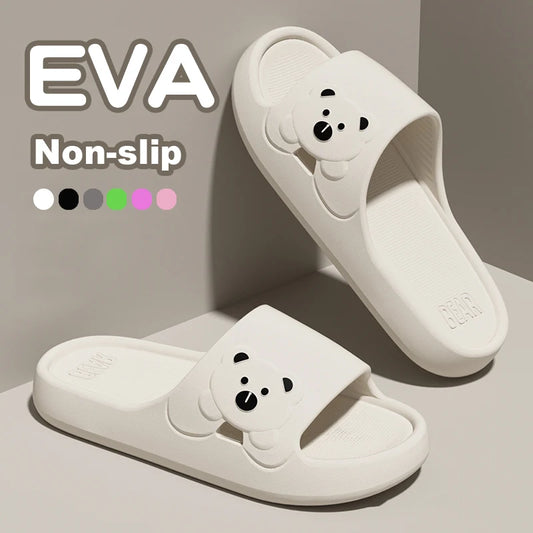 Cartoon Bear Slides for Women & Men – Soft EVA Indoor Outdoor Slippers