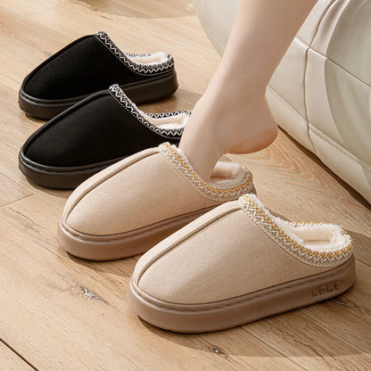 Women's Fuzzy Plush Slippers – Warm Indoor Mules