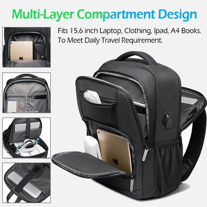 15.6" Laptop Backpack with USB Charging Port - Waterproof Travel Daypack
