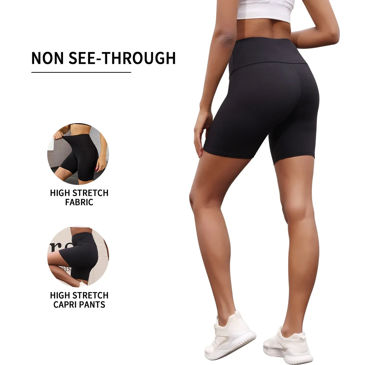 High-Waist Biker Shorts for Women - Tummy Control