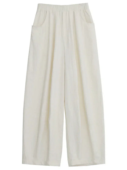Women's Wide Leg Pleated Trousers – Beige