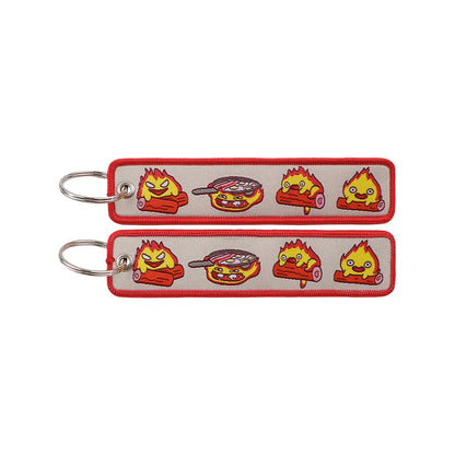 Anime Embroidery Keychain Tag – Cartoon Character Key Ring for Motorcycle, Car & Backpack