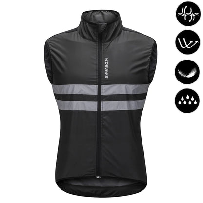Cycling Windbreaker Vest Men Packable Windproof Reflective Jacket