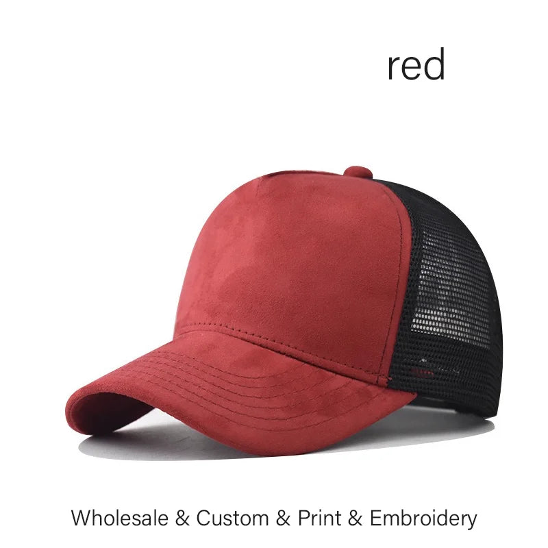 Custom Logo Suede Mesh Trucker Baseball Cap – Embroidery & Print