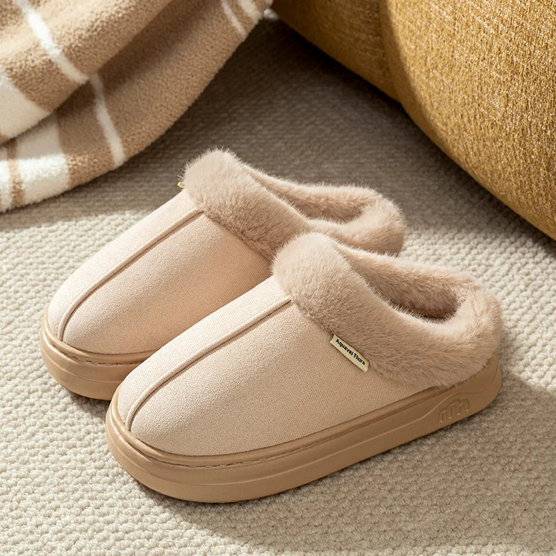 Winter Slippers with Fluffy Fur Lining – Anti-Slip Thick Sole for Indoor & Outdoor