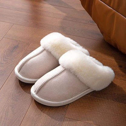 Women's Fluffy Fur Slippers – Warm Faux Suede Home Slides