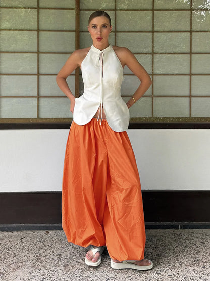 Women's Wide Leg Lantern Pants – Loose Cotton Casual Trousers