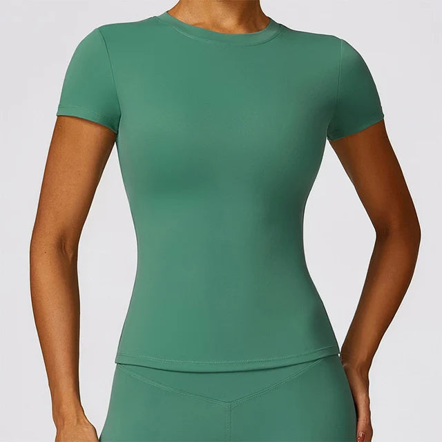 Women's Slim-Fit Short-Sleeve Sports T-Shirt – Gym, Yoga & Running