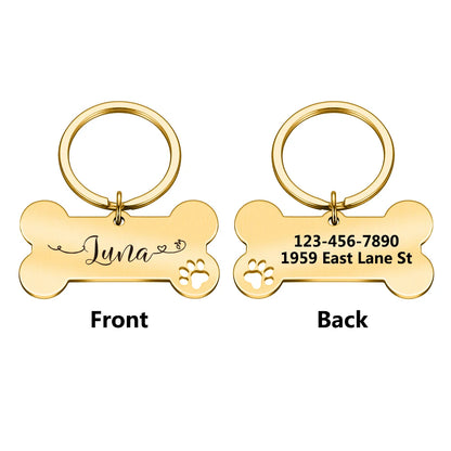 Personalized Dog ID Tag – Custom Engraved Bone Shape