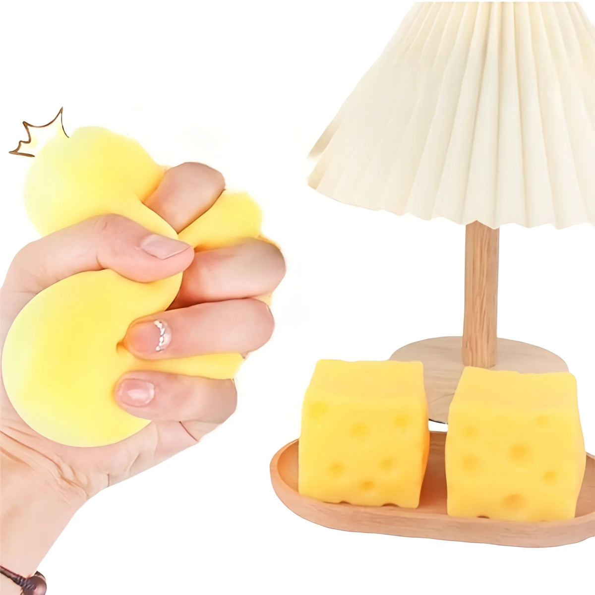 Squishy Cheese Block Stress Relief Fidget Toy – Slow Rising Squeeze