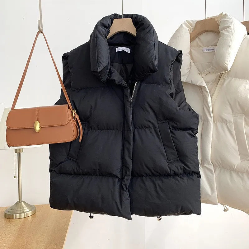 Women's Sleeveless Puffer Vest – Stand Collar Down Coat