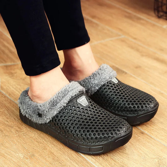Fleece-Lined Clogs – Warm Unisex Winter Slip-On Shoes
