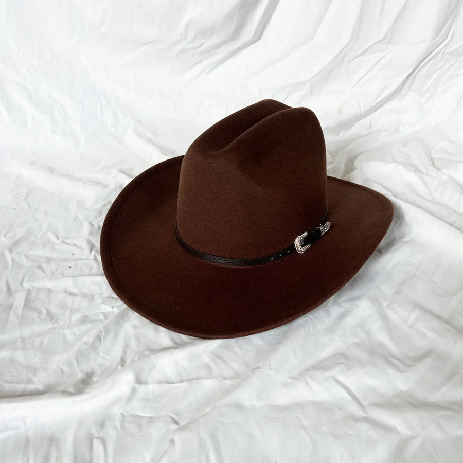 Vintage Western Cowboy Hat – Wide Brim Felt Jazz Hat for Men & Women