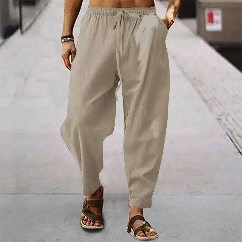 Men's Cotton Linen Straight Leg Pants – Lightweight Casual
