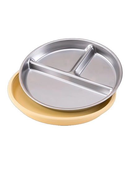 Baby Suction Divided Plate – Stainless Steel with Silicone Base