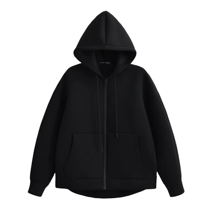 Women's Oversized Zip-Up Hoodie Jacket – Loose Street Sweatshirt Coat