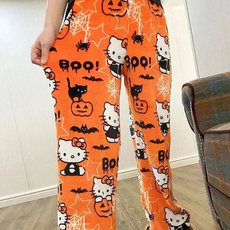 Hello Kitty Flannel Pajama Pants for Women – Cute Loose Lounge Bottoms