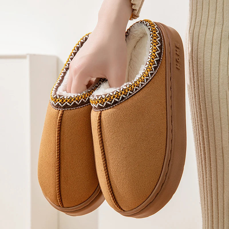 Women's Fuzzy Plush Slippers – Warm Indoor Mules