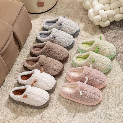 Fuzzy Animal Ear Slippers – Warm Closed-Toe House Shoes