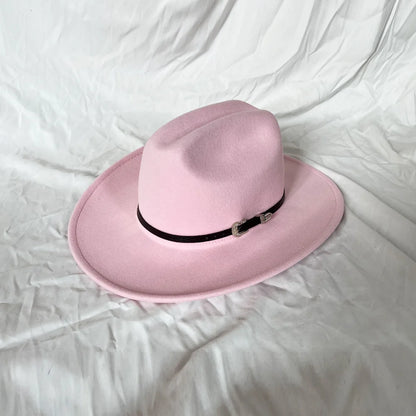 Vintage Western Cowboy Hat – Wide Brim Felt Jazz Hat for Men & Women