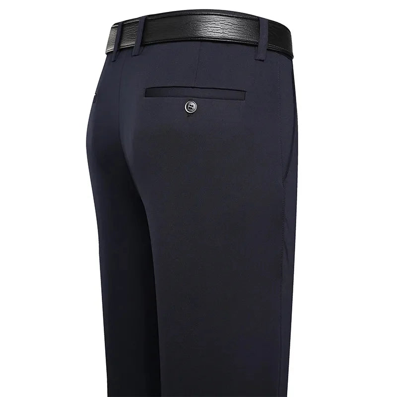 Men's Business Casual Trousers – Slim Fit, Elastic Waist, Lightweight Summer Pants