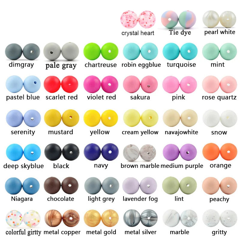 Silicone Beads 12mm Round BPA-Free – 100pcs for Teething Necklace & Pacifier Clips