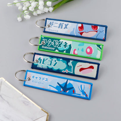 Anime Embroidered Jet Tag Keychain – Cute Cartoon Key Ring