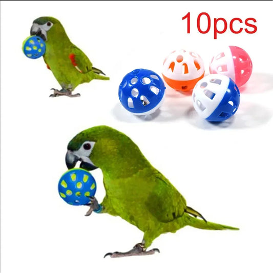 Parrot Bell Ball Toys – 10pcs Colorful Hollow Chew Balls for Birds