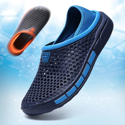 Men's Breathable Slip-On Garden Clogs – Lightweight Hollow Shoes