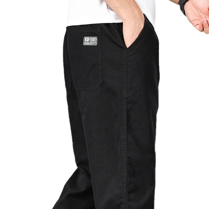 Men's Plus Size Relaxed Fit Casual Pants – Elastic Waist Cotton Trousers