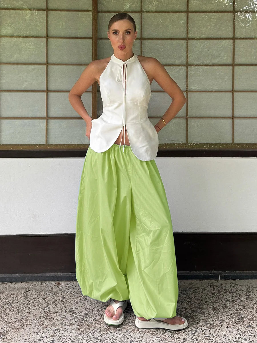 Women's Wide Leg Lantern Pants – Loose Cotton Casual Trousers