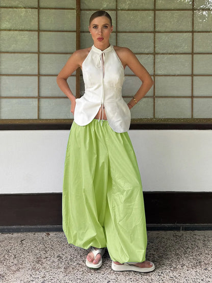 Women's Wide Leg Lantern Pants – Loose Cotton Casual Trousers