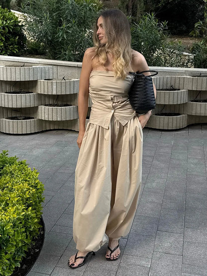Women's Wide Leg Lantern Pants – Loose Cotton Casual Trousers