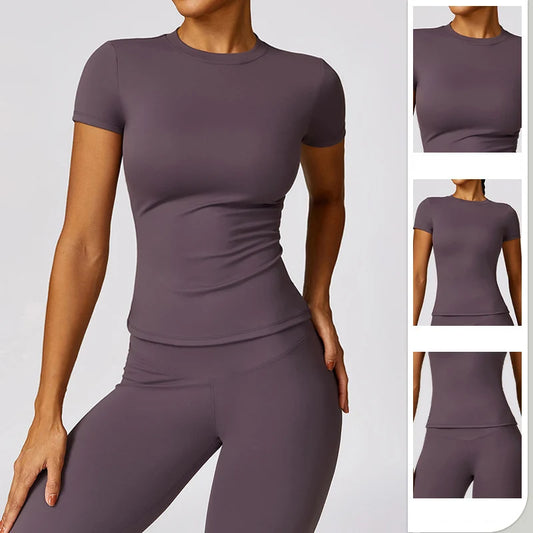 Women's Slim-Fit Short-Sleeve Sports T-Shirt – Gym, Yoga & Running