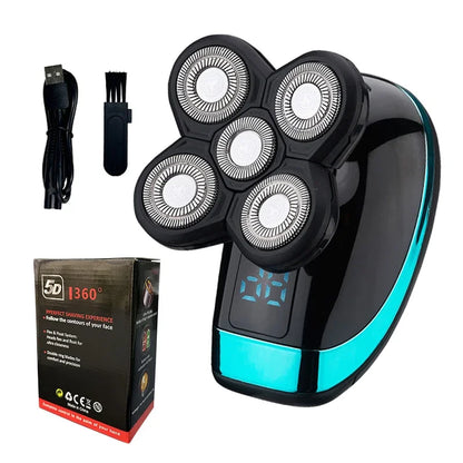 5-in-1 Electric Shaver for Men – 5D Rotary Wet & Dry Razor