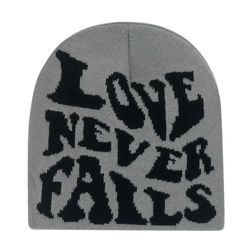 Y2K Letter Print Knit Beanie Hat – Unisex Winter Cap
