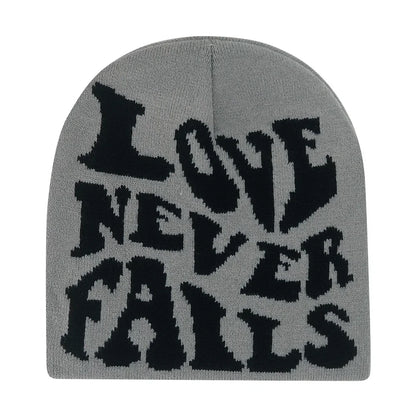 Y2K Letter Print Knit Beanie Hat – Unisex Winter Cap