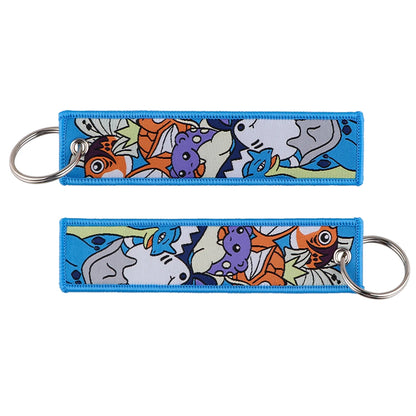 Anime Embroidered Jet Tag Keychain – Cute Cartoon Key Ring