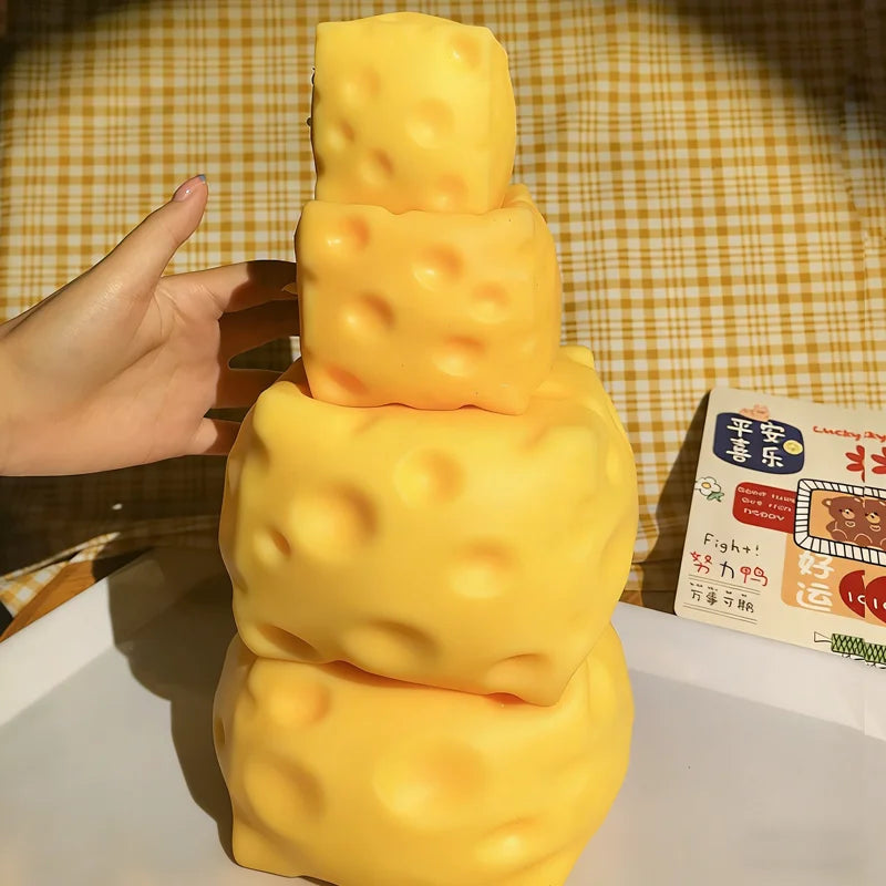 Squishy Cheese Block Squeeze Toy – Slow Rise Stress Relief Fidget